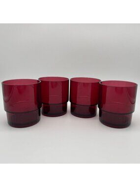 4 Tupperware Tumbler Cups Preludio 10 oz Cranberry Red #1672